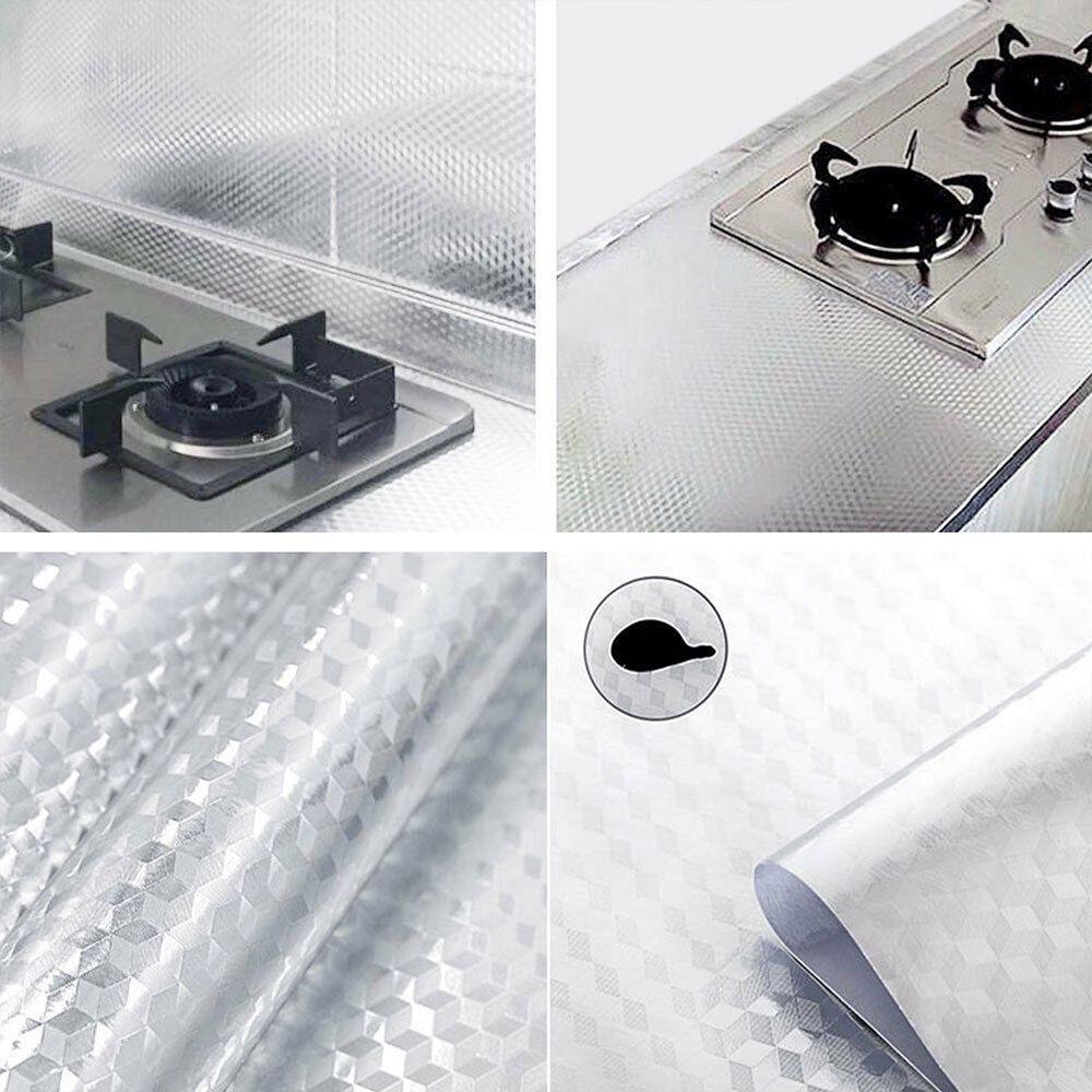 Giấy Dán Tường Bằng Lá Nhôm Dày Dặn Chống Dầu Trang Trí Nhà Bếp