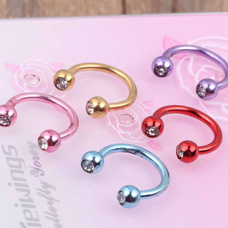 Khuyên mũi chữ C đính đá đơn giản thời trang