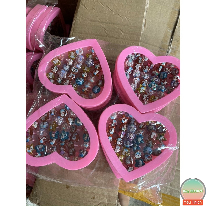 Hộp 35 nhẫn bé gái công chúa 💕 nhẫn nhựa cho bé gái hoạt hình đáng yêu