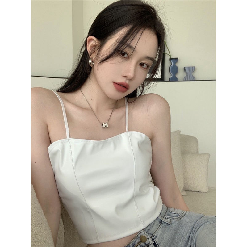 Áo Hai Dây Có Đệm Ngực Co Giãn Thời Trang Hàn Quốc Dành Cho Nữ