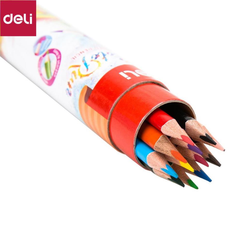 Bút chì màu học sinh Deli - Có kèm gọt chì ở nắp - Cỡ φ2.9mm - 12/24/36 màu/hộp - EC00307/EC00327/EC00337 [Deli]