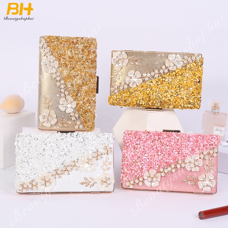 Ví Dự Tiệc Cầm Tay Đính Đá Lấp Lánh Phong Cách Âu Mỹ Mới