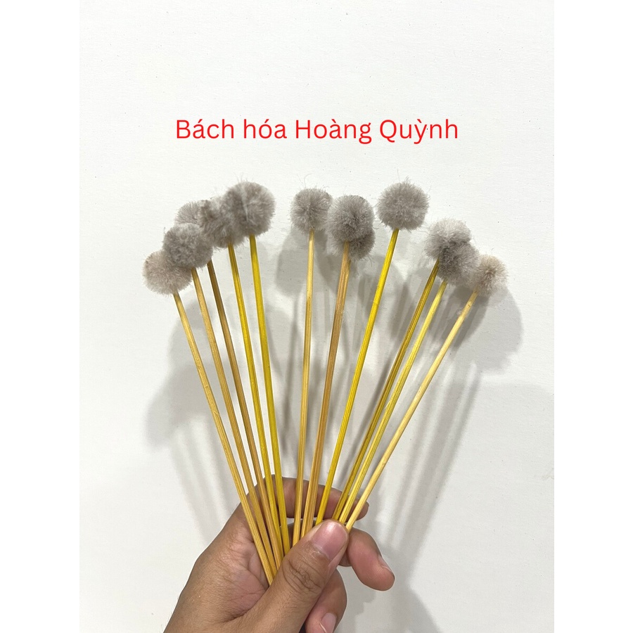 5 cây bông ngoáy tai  bông ráy tai , bông se tai thân gỗ đầu lông màu xám tự nhiên.