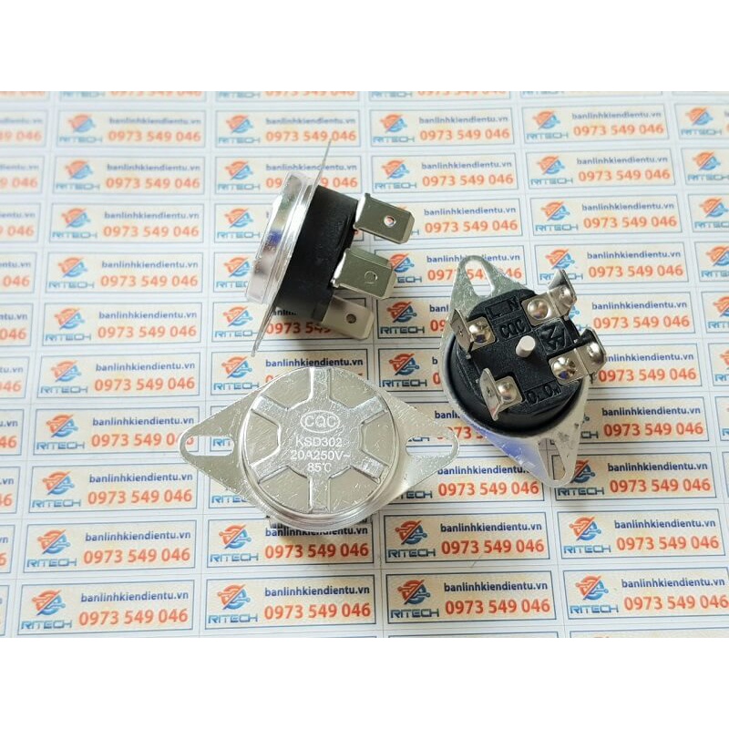 Rơ Le Nhiệt KSD302 75°C - 95°C 250V 20A Thường Đóng 4 Chân