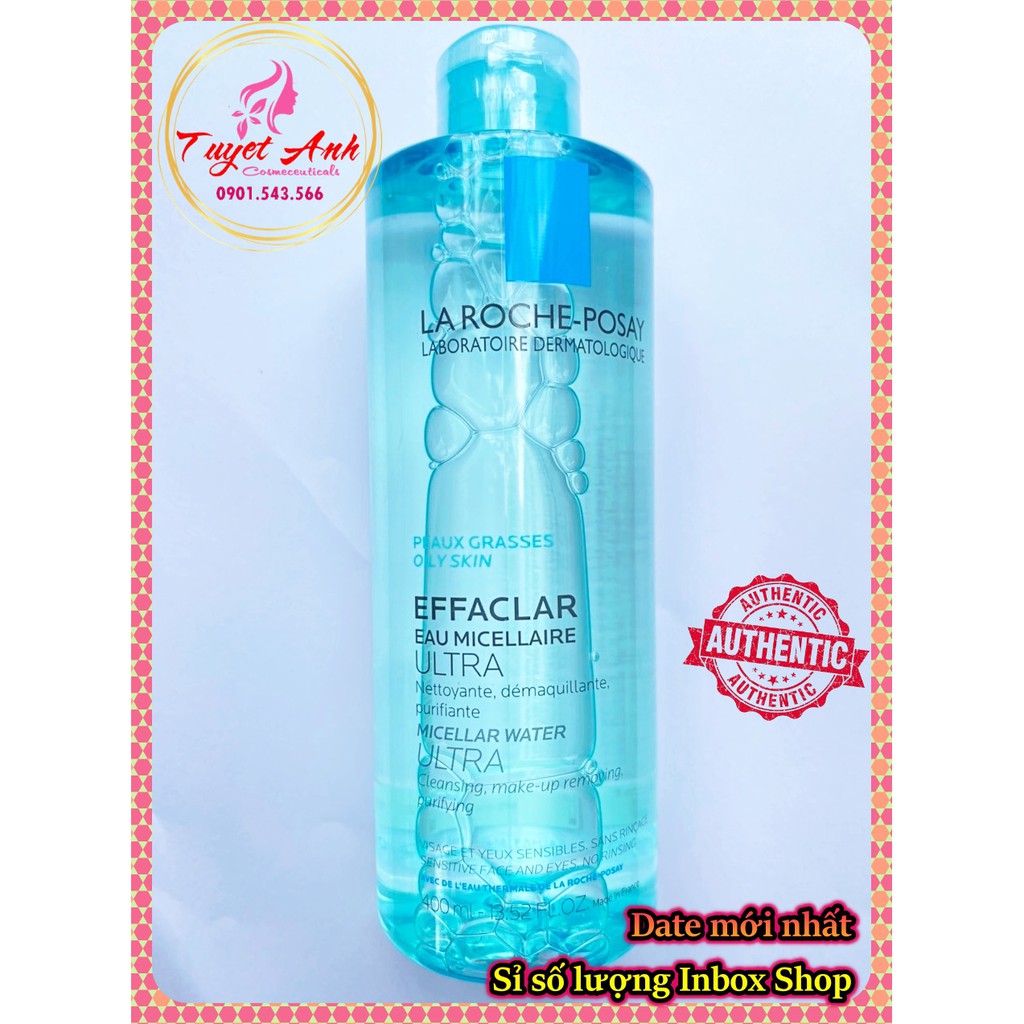 Nước tẩy trang La Roche-Posay Effaclar Micellar Water Ultra Oily Skin 400ml (Chai), sạch sâu &amp; kiểm soát nhờn cho da dầu