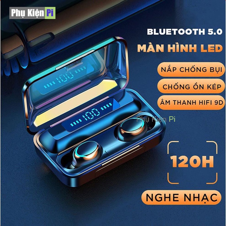 Tai Nghe Bluetooth 5.0 True Wireless Amoi F9 Pro Bản Quốc Tế Cao Cấp Cảm Biến Vân Tay , Kiêm Sạc Dự Phòng Cao Cấp