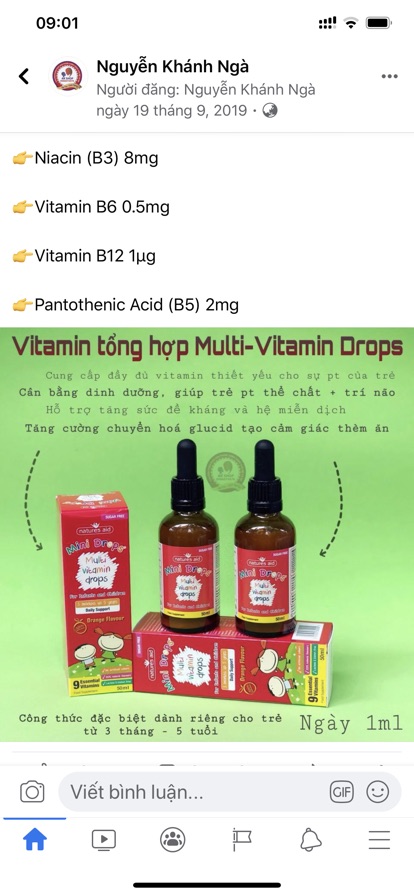Multi vitamin drops natures aid hàng chính hãng