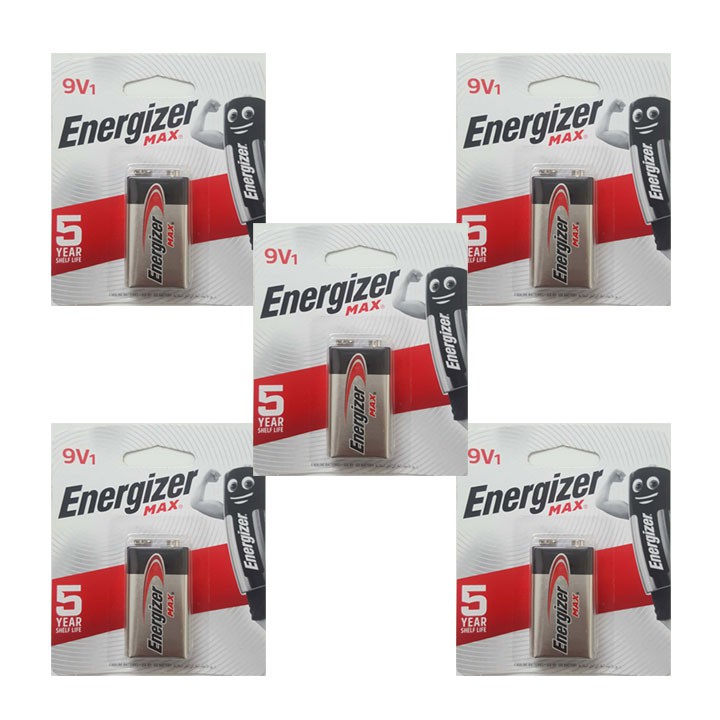 5 viên pin 9V Energizer alkaline,pin vuông Max 522