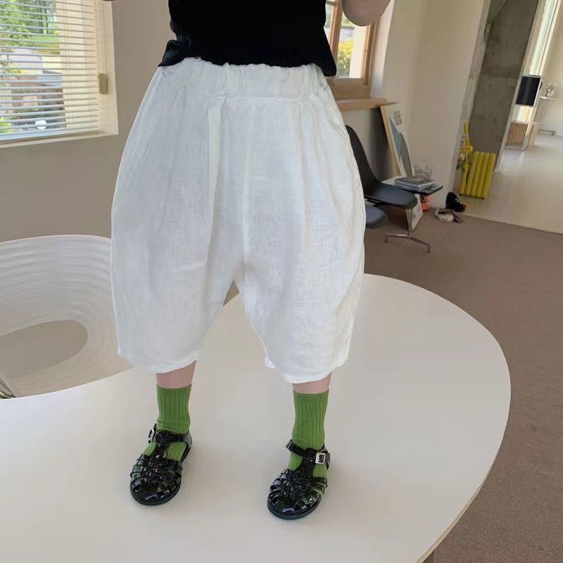 Quần Harem Cotton Lanh Thoáng Khí Phong Cách Nhật Bản Màu Sắc Đơn Giản Thời Trang Mùa Hè Cho Bé Gái 0602