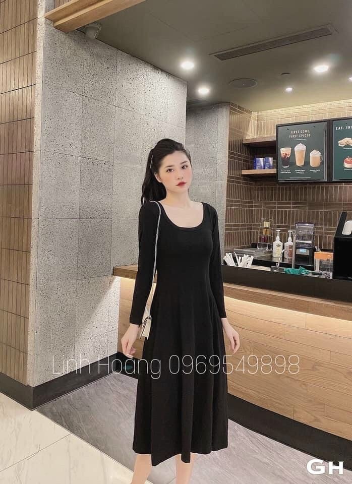 Váy zip xòe cổ tròn dài nhiều màu