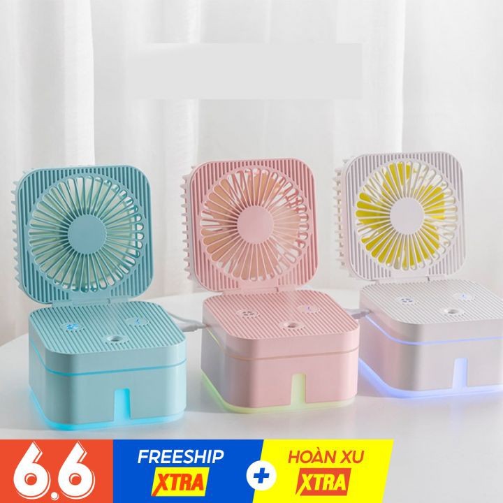 Quạt mini để bàn phun sương .