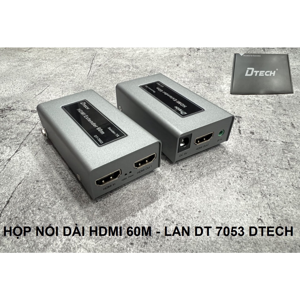 BỘ NỐI DÀI HDMI BẰNG CÁP MẠNG LAN RJ45 DTECH DT 7053 TỐI ĐA 60M ( = CAT 6 XỊN ),HỘP NỐI DÀI HDMI QUA LAN