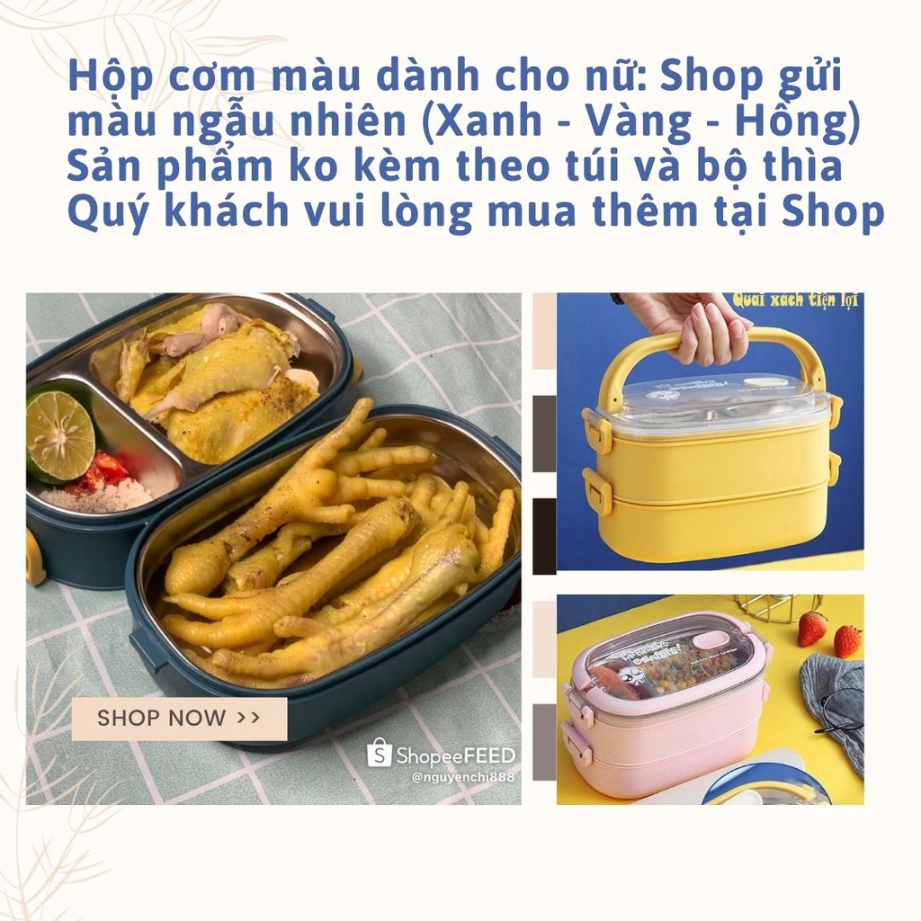 Giá rẻ - Hộp đựng cơm lõi inox 304 giữ nhiệt Hộp cơm Văn Phòng 2 Tầng | Cặp Lồng | Cà mèn Happyshop888