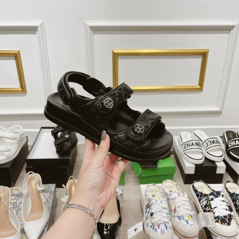 Sandal Chanell da ô trám đen trắng hàng Vip