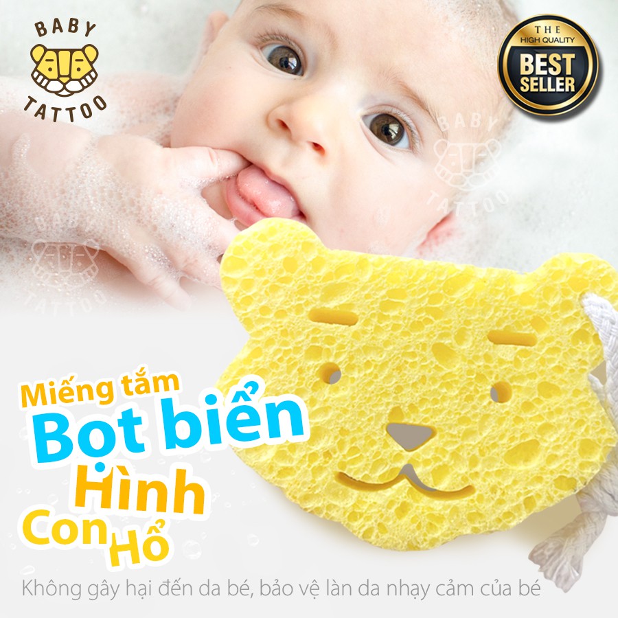 BABY TATTOO Miếng Tắm Bọt Biển Hình Con Hổ, An Toàn Cho Làn Da Của Bé