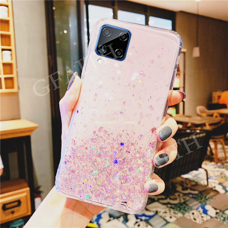 Ốp Điện Thoại TPU Mềm Trong Suốt Phối Kim Tuyến Sao Cho Samsung Galaxy A12 5G GalaxyA12