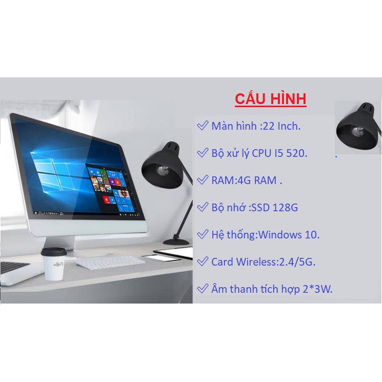 Máy tính All in ONE giá rẻ- AIO BKAP22L2. Màn hình 22  Inch/ i5 520/4GB/128G SSD