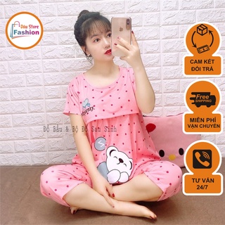 Bộ bầu - bộ sau sinh - chất liệu cotton - kiểu mới thời trang ( bầu lửng Gấu Ngủ )