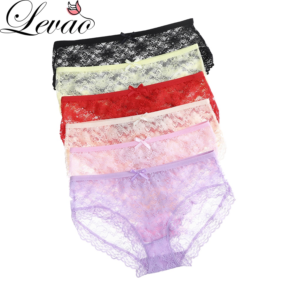 Bộ 7 Quần Lót Levao Vải Ren Lưng Thấp Gợi Cảm Cho Nữ