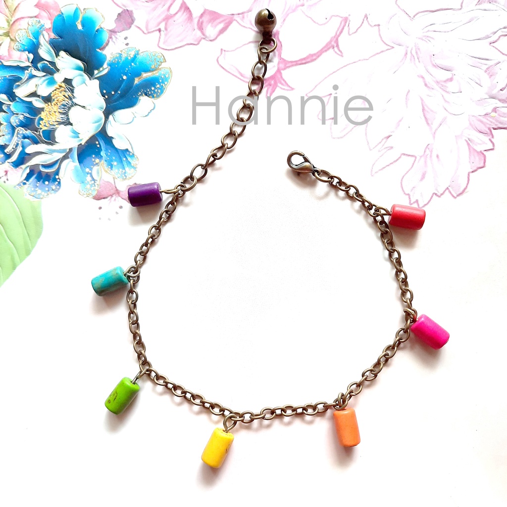 Vòng chân giả cổ hạt đá - Lắc chân nữ handmade đơn giản