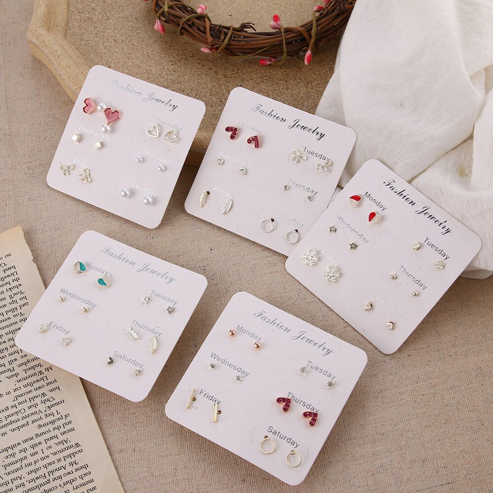 Set 6 đôi khuyên tai bằng kim loại thời trang nữ tính