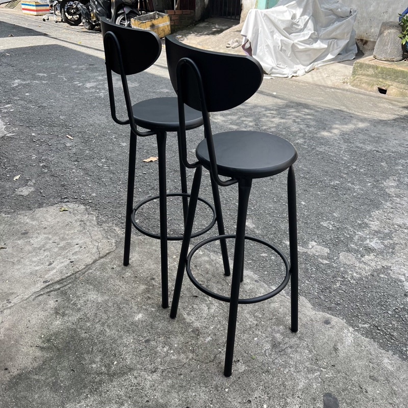 Ghế cao 75cm gỗ full đen dùng quầy bar, ban công, cafe mới