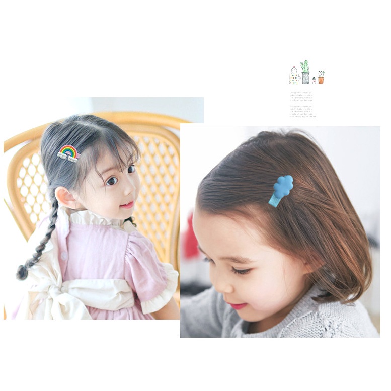 Bộ kẹp tóc BB hình kỳ lân màu cầu vồng dễ thương cho bé