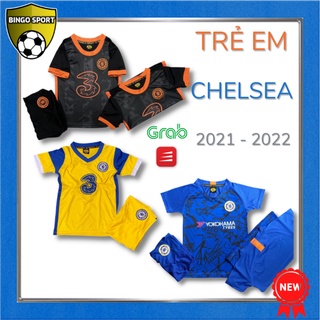 Quần Áo Bóng Đá TRẺ EM  Thun Lạnh 4 Chiều Logo Thêu Nổi CHELSEA Đen, Vàng, Xanh Biển 20/21 BINGO SPORT