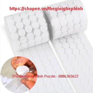 Băng Dính Gai Velcro Tròn, Khóa Nhám Có Sẵn Keo Dán 20mm - 100 chấm