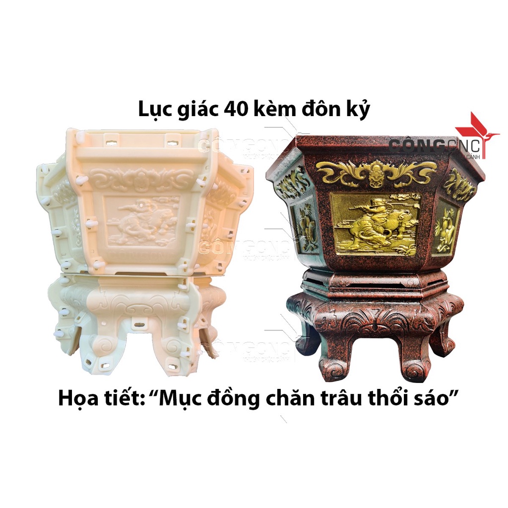 Khuôn ABS lục giác 40 đổ đáy kèm đôn kỷ - Khuôn chậu cảnh Công CNC