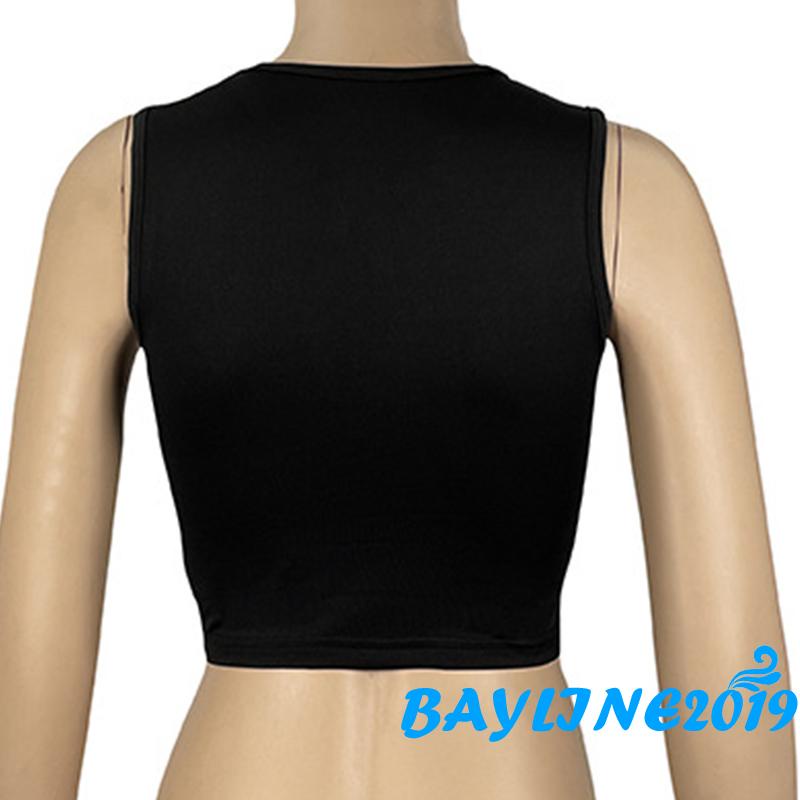 Áo croptop không tay màu trơn thiết kế khoét lỗ có dây rút thời trang mùa hè màu đen cho nữ
