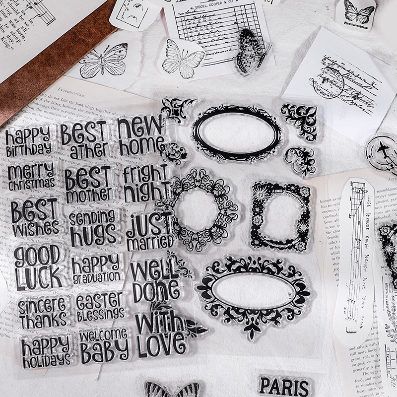 Con dấu trong suốt họa tiết tùy chọn trang trí sổ tay