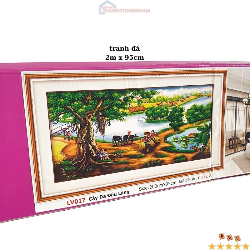 Tranh đính đá, tranh thêu chữ thập phong cảnh làng quê việt nam