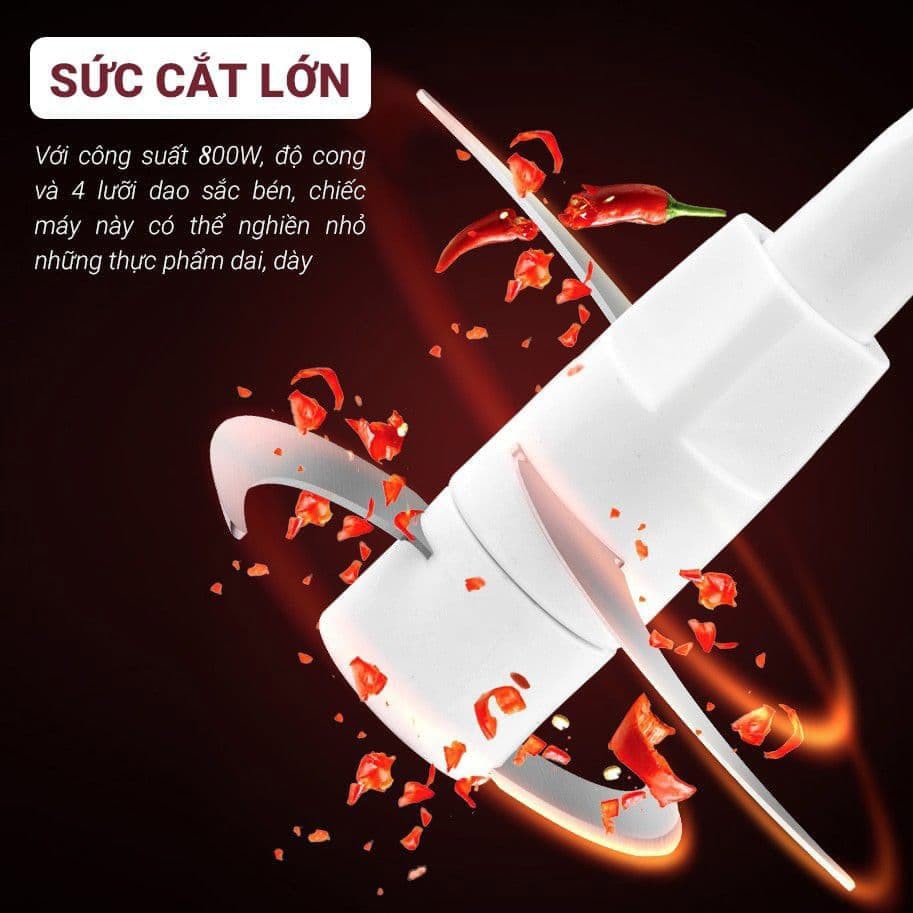 Máy xay thịt đa năng Sokany cối thủy tinh 2L 800W lưỡi dao kép 2 tầng siêu bền