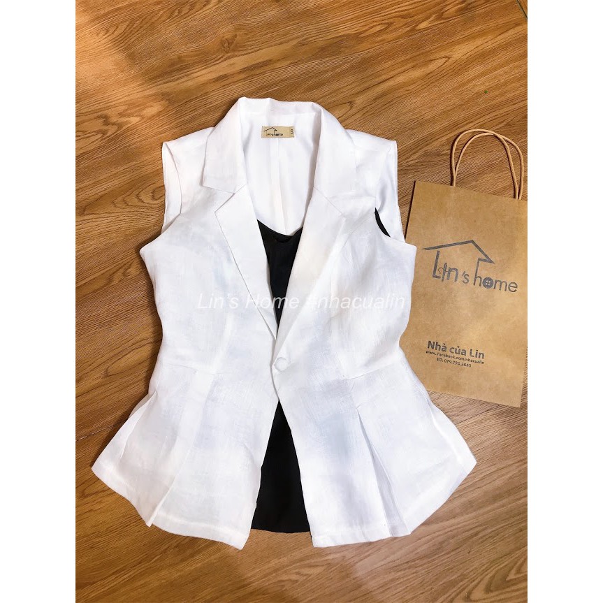 S037 - ÁO VEST LINEN TRẮNG | BigBuy360 - bigbuy360.vn