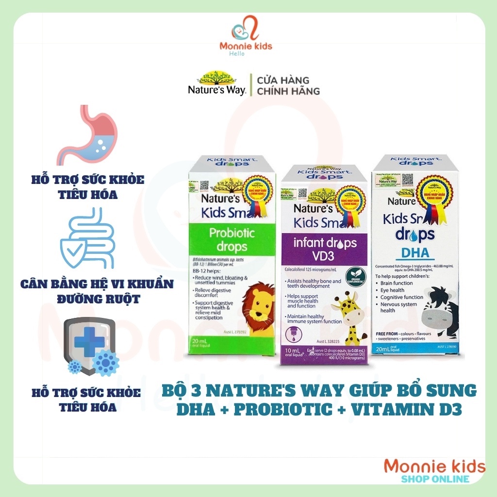 Bộ 3 Nature's Way Giúp Bổ Sung DHA + Probiotic + VD3