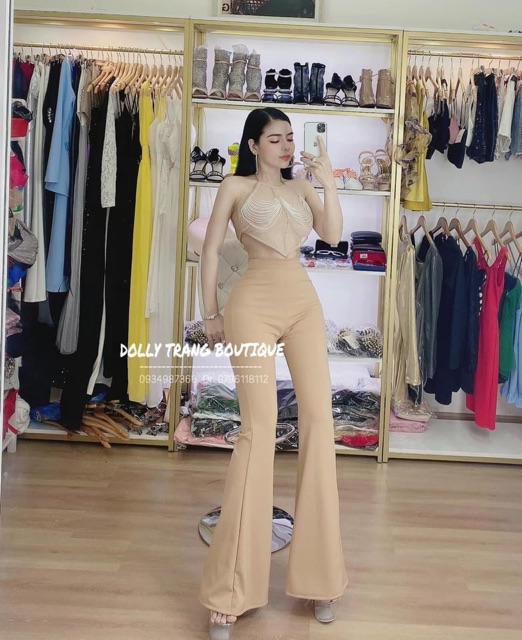 Quần loe nude lưng cao