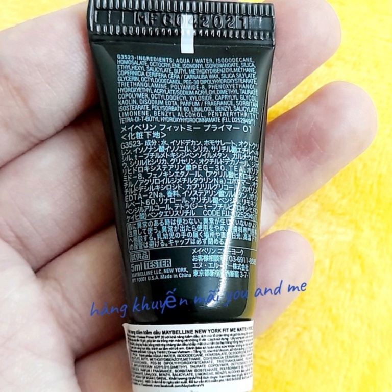 (mini 5ml) Kem Lót Kiềm Dầu Ngăn Xuống Tông Fit Me Primer Matte+Poreless