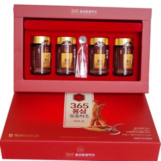 Cao Hồng Sâm Đông Trùng Hạ Thảo 365 Hàn Quốc, Hộp 4 Lọ x 240gr