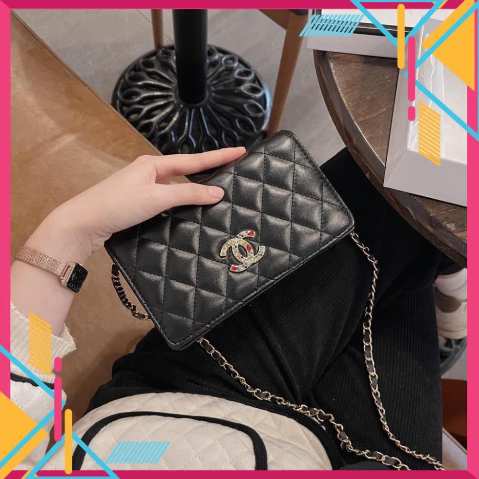 ] Ví CN trám tang đính đá có dây đeo chéo ,💖FREESHIP💖, hàng quảng châu cao cấp full box sz 19