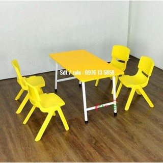 Bàn nhựa chân sắt gập - Bàn mầm non bằng nhựa