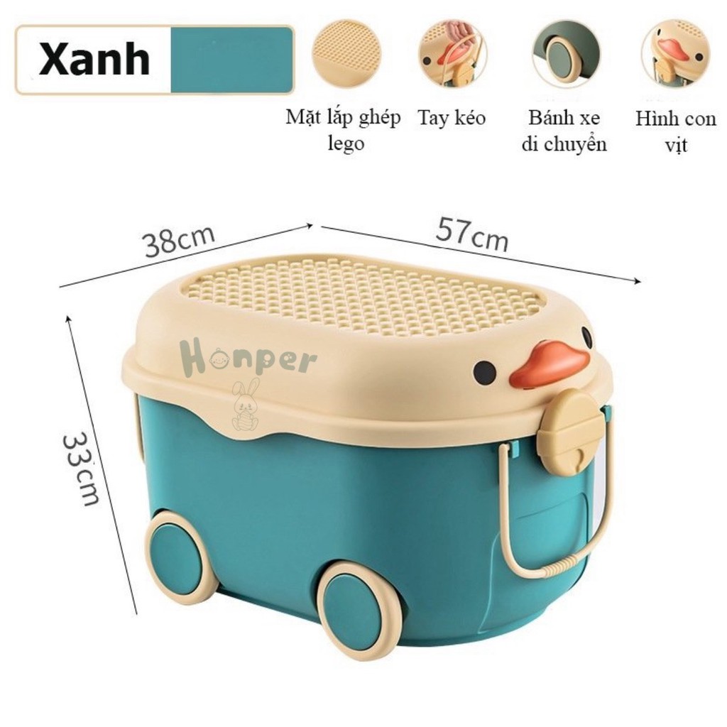 Hộp đựng đồ chơi honper hình vịt có bánh xe cho bé phân phối chính hãng Bonbon Mart