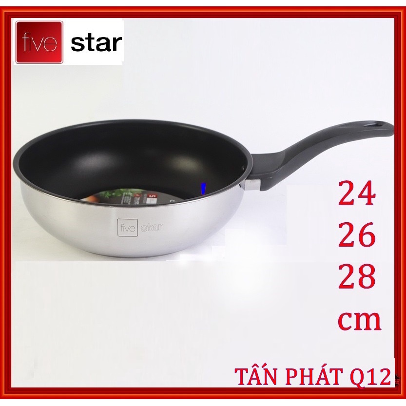 CHẢO CHỐNG DÍNH BẾP TỪ SÂU LÒNG FIVESTAR 3 ĐÁY 24/26/28CM