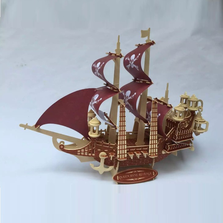 Đồ chơi lắp ráp gỗ 3D Mô hình Thuyền cướp biển Revenge Queen