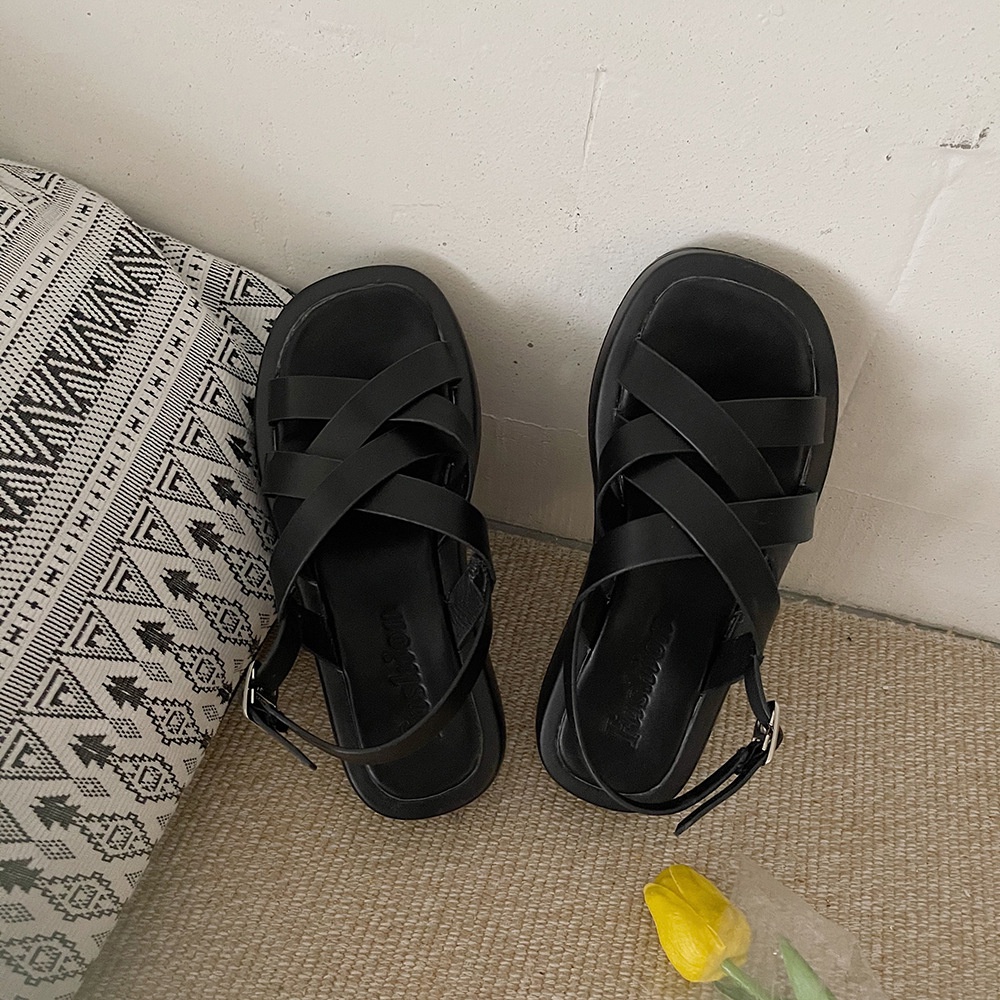 Giày sandal nữ quai chéo giayBOM đế bằng B1332