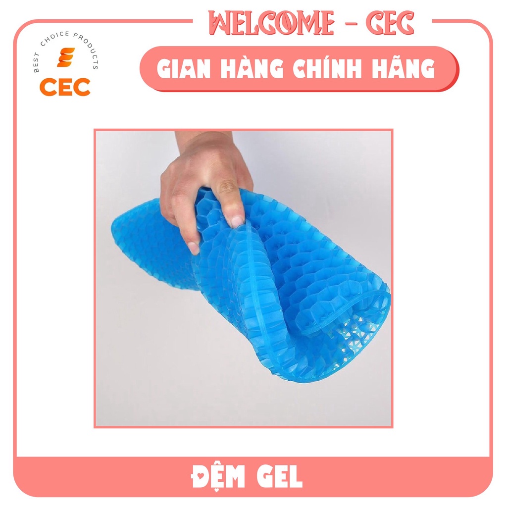 Đệm ngồi Gel 3d tổ ong cỡ lớn 47x42cm tặng túi bọc - Nệm silicon thông minh Đàn hồi thoáng khí thư giãn G347 [CEC Store]