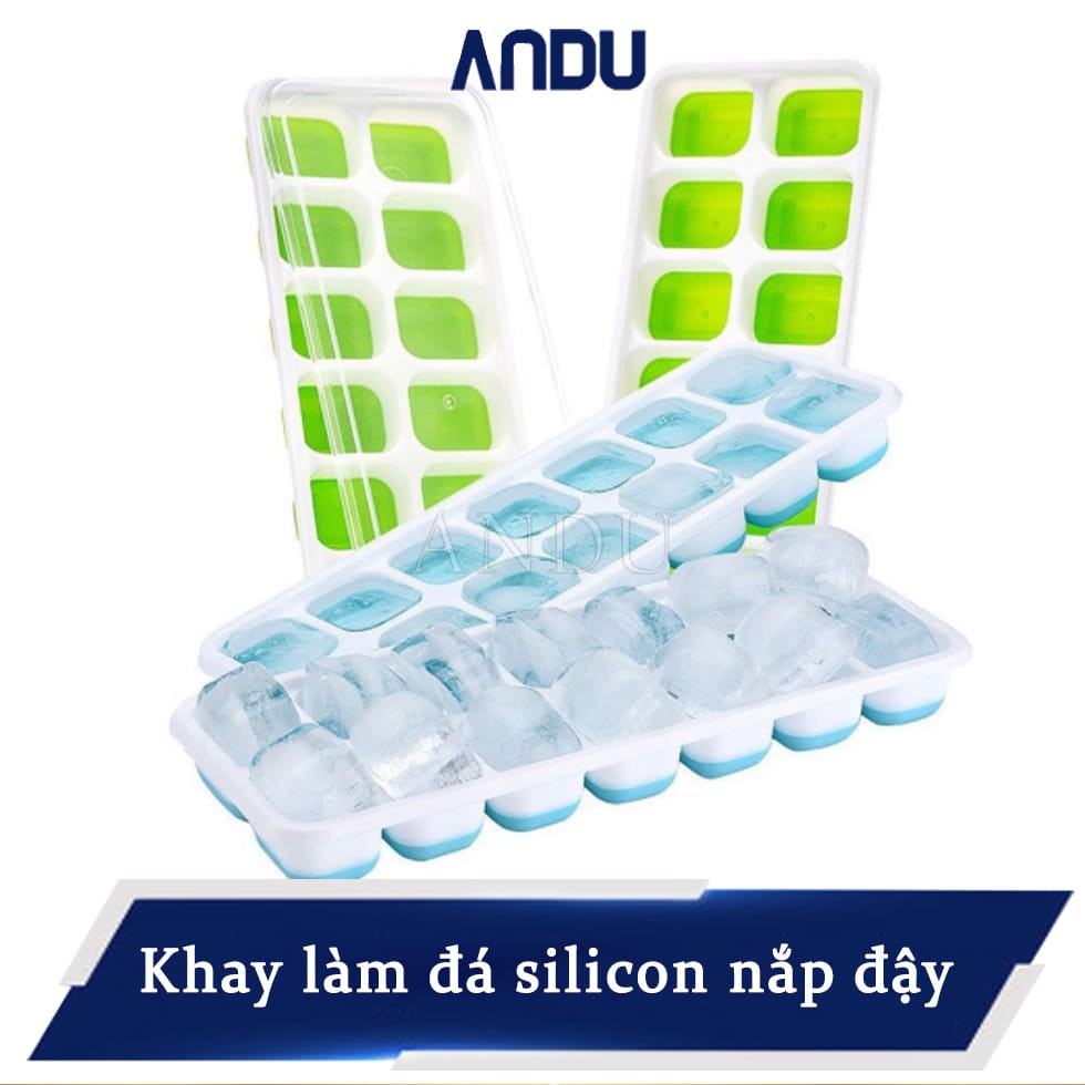 Khay Làm Đá Có Nắp, Khay Đá Silicon Tránh Bị Mùi Tủ Lạnh | BigBuy360 - bigbuy360.vn