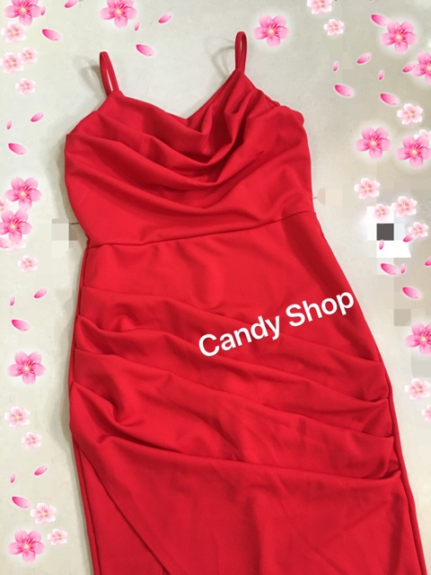 Đầm body 2 dây cổ đỗ váy đắp xẻ cao + Ảnh thật | BigBuy360 - bigbuy360.vn