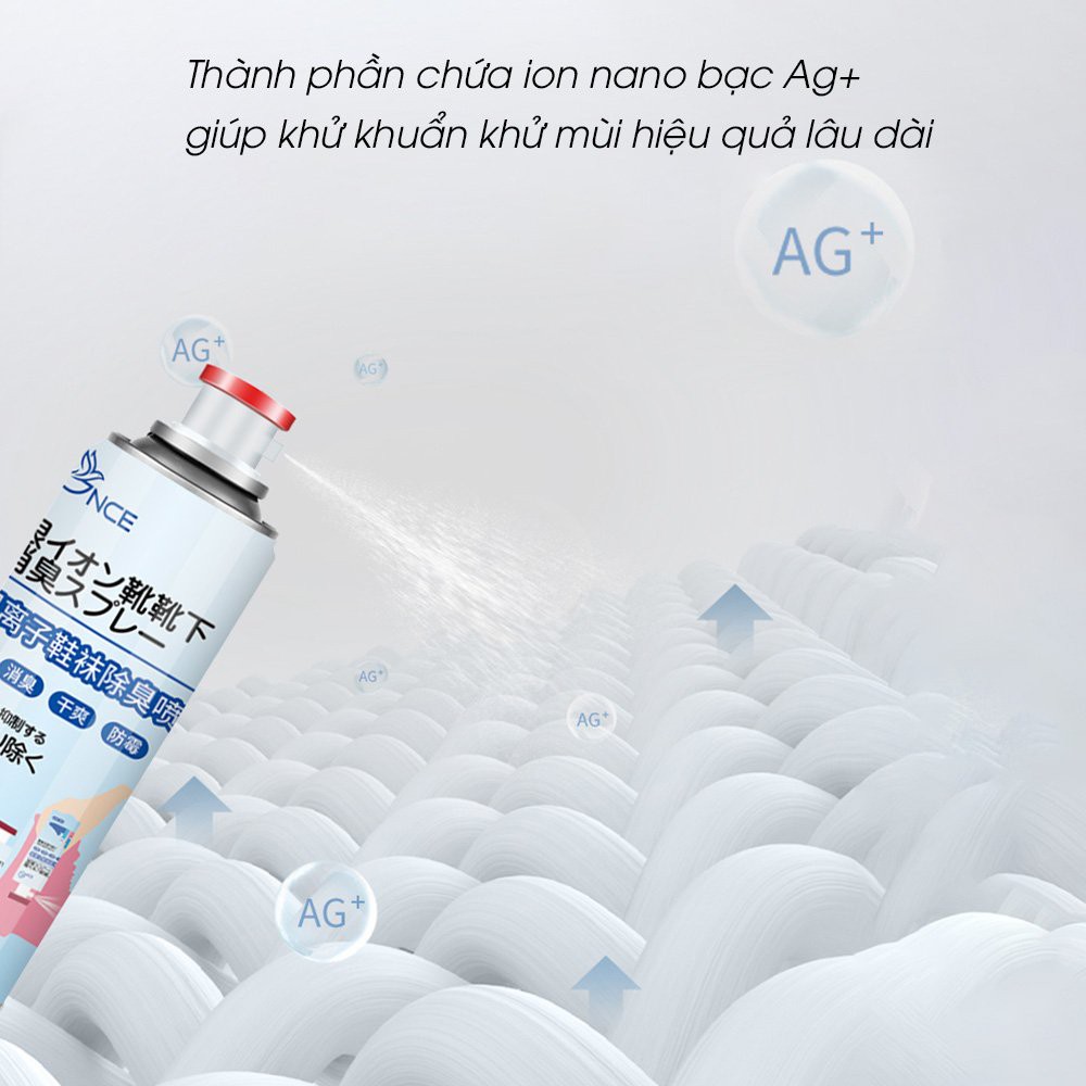 Chai xịt khử mùi và diệt khuẩn giày dép,mũ bảo hiểm 260ml, chai xịt công nghệ nano loại bỏ mùi hôi triệt để, kháng khuẩn