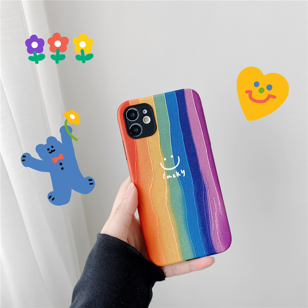 Ốp Lưng Họa Tiết Mặt Cười Cầu Vồng Thời Trang Cho Iphone 11 Pro Max X Xs Xr Xsmax Se 2020 7 8 Plus | BigBuy360 - bigbuy360.vn